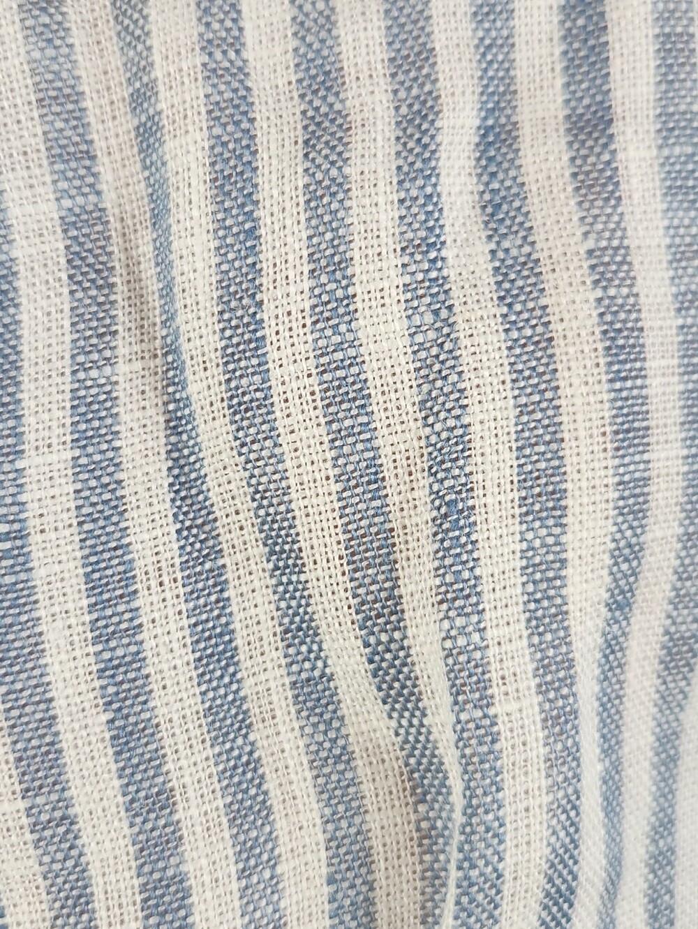 LINTICO Morgan 100% Linen Blue Stripe Midi Dress XL Relaxed A-Line Coastal - Picture 12 of 16